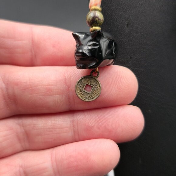 Copper Various Stones Year Of The Pig Dangle Earrings A6092 - Picture 3 of 5